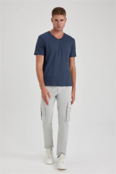 Slim Fit V-Neck Cotton Short Sleeve T-Shirt