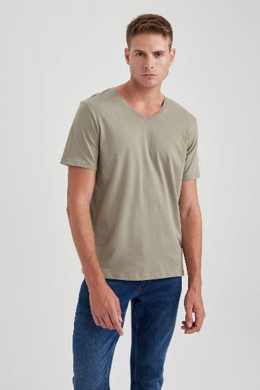 Slim Fit V-Neck Cotton T-Shirt