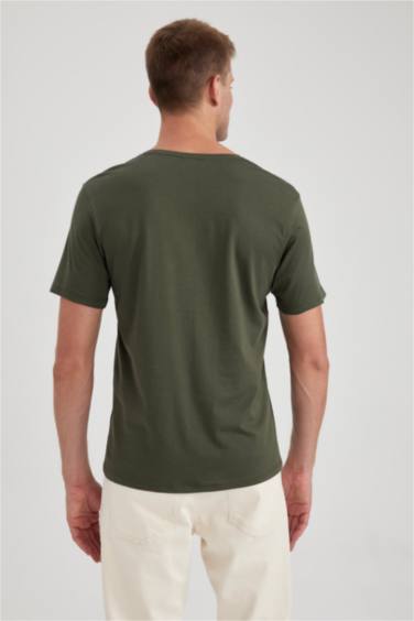 Slim Fit V-Neck Cotton Short Sleeve T-Shirt