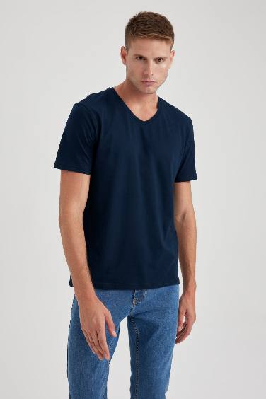 Slim Fit V-Neck Cotton T-Shirt