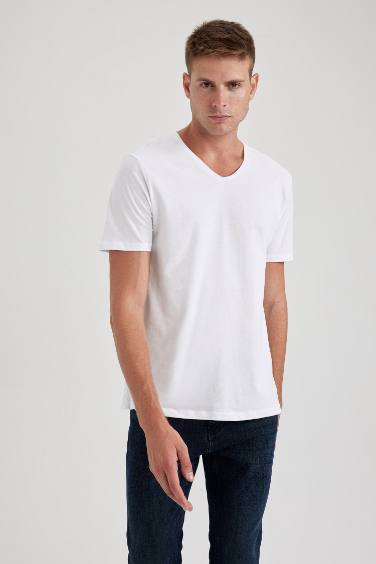 Slim Fit V-Neck Cotton T-Shirt