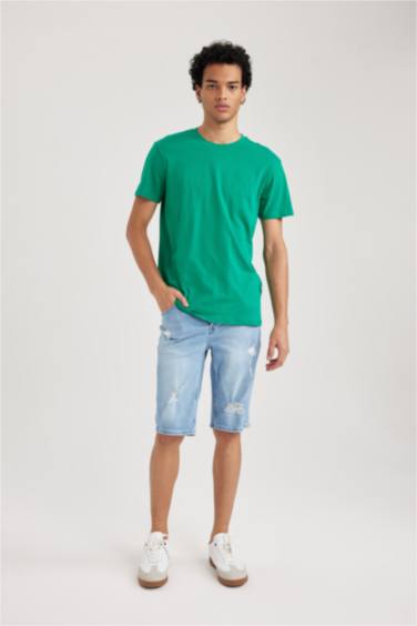 Slim Fit Crew Neck Basic Cotton Short Sleeve T-Shirt