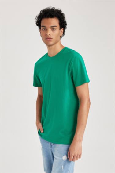 Slim Fit Crew Neck Basic Cotton Short Sleeve T-Shirt