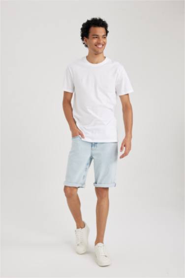Slim Fit Crew Neck Basic Cotton Short Sleeve T-Shirt