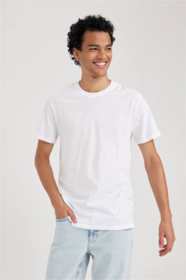 Slim Fit Crew Neck Basic Cotton Short Sleeve T-Shirt