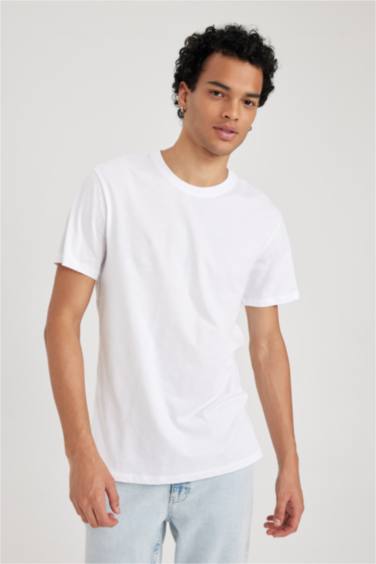 Slim Fit Crew Neck Basic Cotton Short Sleeve T-Shirt