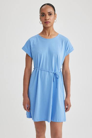 A-Line Crew Neck Cotton Dress