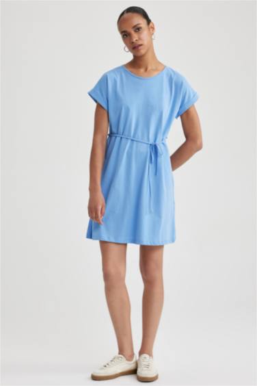 A-Line Crew Neck Cotton Dress