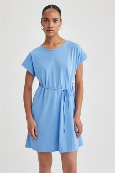 A-Line Crew Neck Cotton Dress