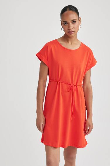 A-Line Crew Neck Cotton Dress