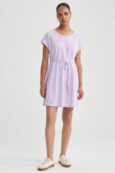 A-Line Crew Neck Cotton Dress
