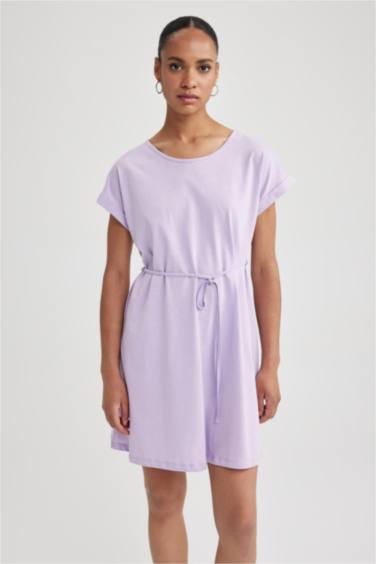 A-Line Crew Neck Cotton Dress