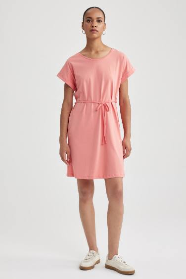 A Cut Crew Neck Dress