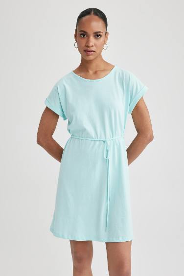 A-Line Crew Neck Cotton Dress