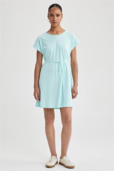 A-Line Crew Neck Cotton Dress