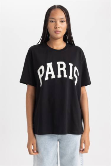 تيشيرت اوفر سايز نص ردن ياخة مستديرة