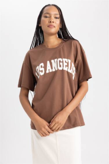 تي شيرت اوفر سايز نص ردن ياخة مستديرة