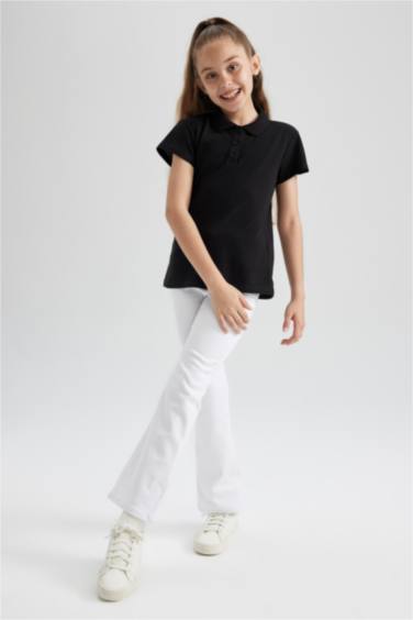 Girl Regular Fit Cotton Polo T-Shirt