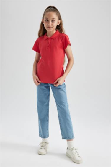 Girl Regular Fit Polo Neck Cotton Polo T-Shirt