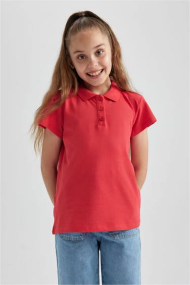 Girl Regular Fit Polo Neck Cotton Polo T-Shirt