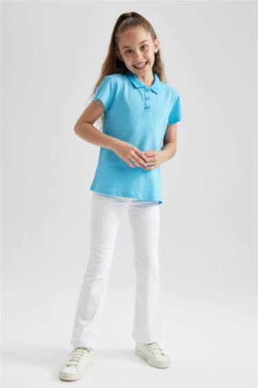Girl Cotton Short Sleeve Basic Polo T-shirt