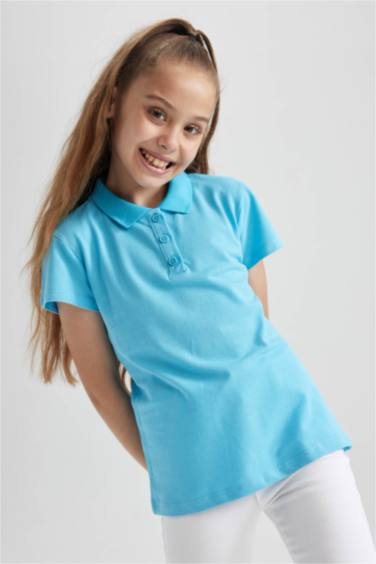 Girl Cotton Short Sleeve Basic Polo T-shirt