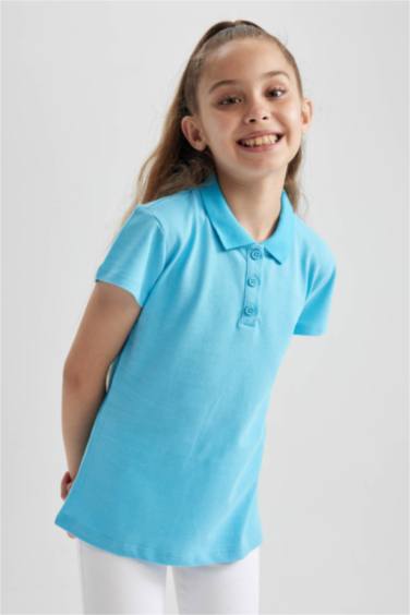 Girl Cotton Short Sleeve Basic Polo T-shirt