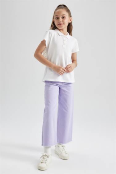 Girl Cotton Short Sleeve Basic Polo T-shirt