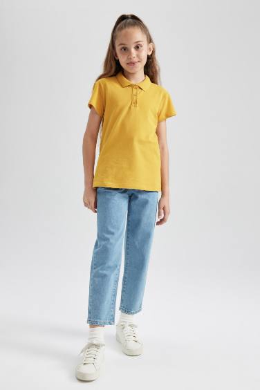 Girl Cotton Short Sleeve Basic Polo T-shirt