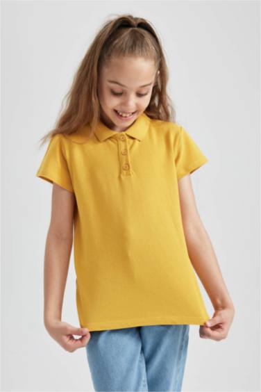 Girl Cotton Short Sleeve Basic Polo T-shirt