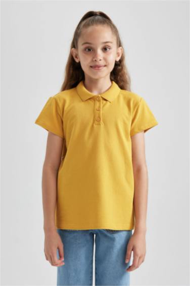 Girl Cotton Short Sleeve Basic Polo T-shirt