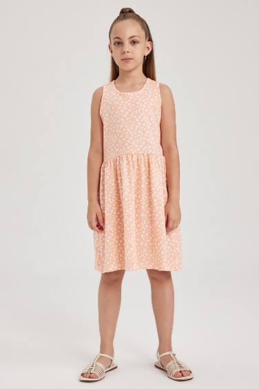 فستان بناتي قطن قصة عادية