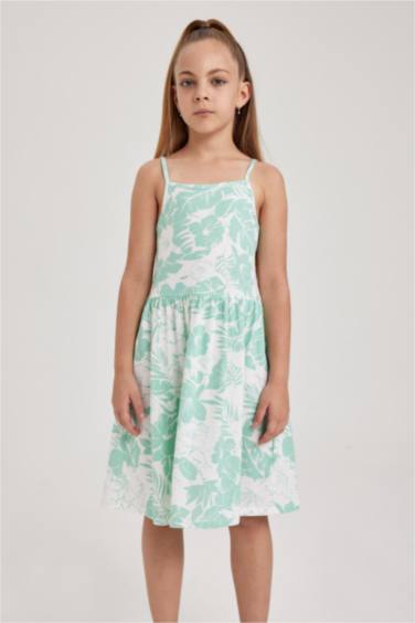 فستان بناتي قطن فلورال قصة عادية