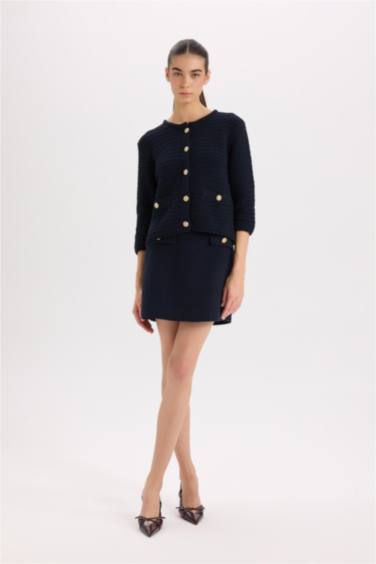 تنورة قصير تويد قصة A بخصر عادي مبطن