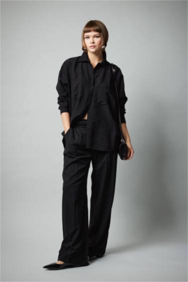 Oversize Fit Shirt Collar Long Sleeve Shirt