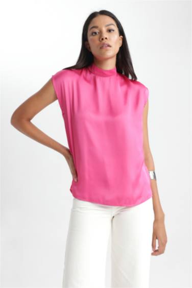 Regular Fit Yarım Balıkçı Yaka Yarasa Kollu Bluz