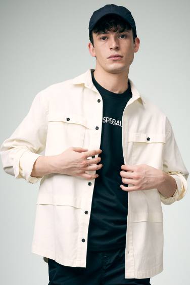 Relax Fit Cotton Long Sleeve Shirt Jacket