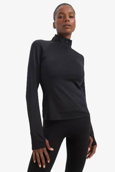 DeFactoFit Standard Fit Zippered Sports T-Shirt