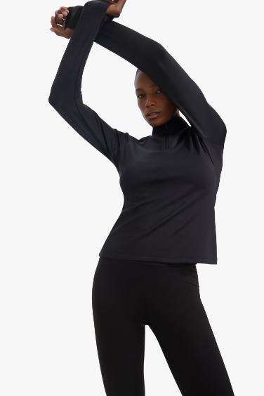 DeFactoFit Standard Fit Zippered Sports T-Shirt