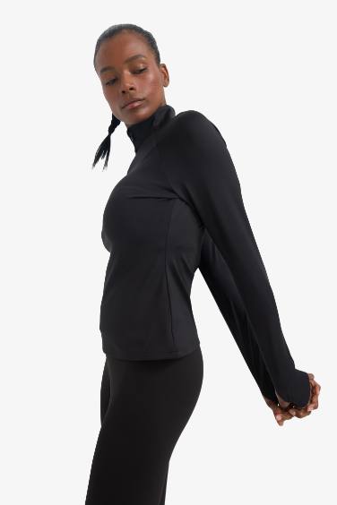 DeFactoFit Standard Fit Zippered Sports T-Shirt