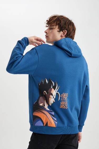 Blue Dragon Ball Boxy Fit Hooded Back Printed Sweatshirt