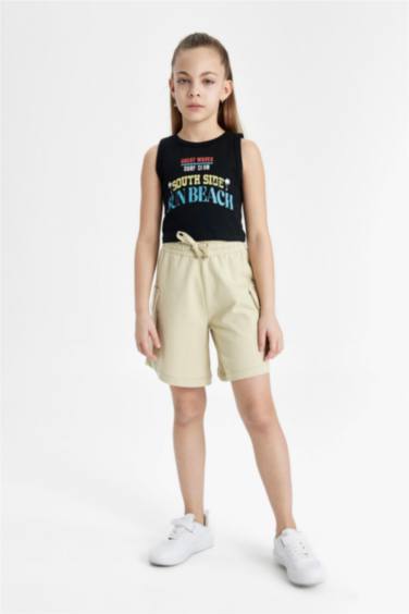 Girl Cargo Fit Sweatshirt Fabric Shorts