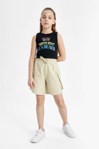 Girl Cargo Fit Sweatshirt Fabric Shorts