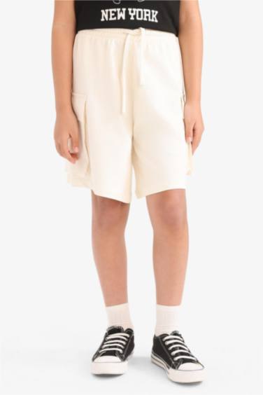 Girl Cargo Fit Sweatshirt Fabric Shorts