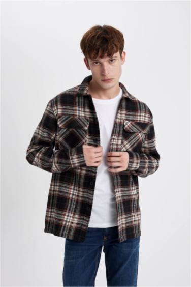 Relax Fit Plaid Lumberjack Long Sleeve Shirt