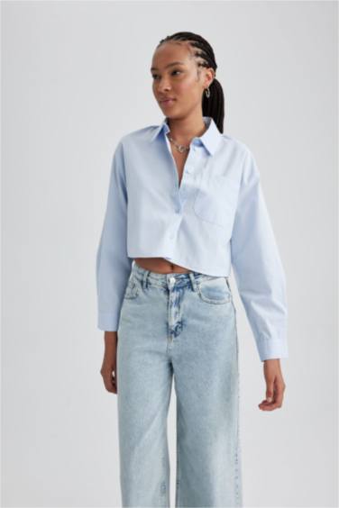 قميص قطن كروب توب كم طويل