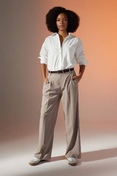 Wide Leg Three Pocket High Waist Trousers