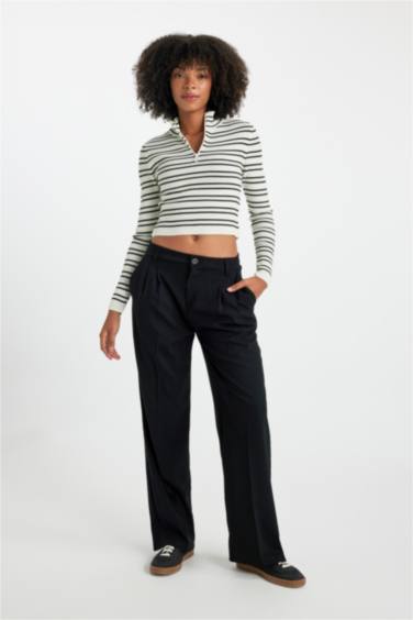 Wide Leg Three Pocket High Waist Standard Trousers