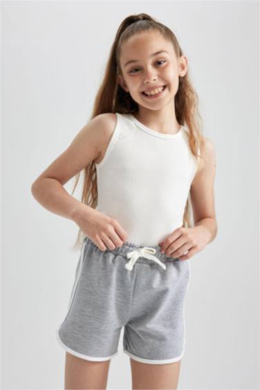 Girl Regular Fit Sweatshirt Fabric Shorts