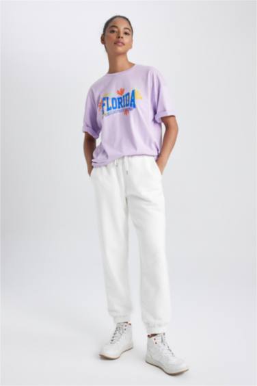 DeFactoFit Oversize Fit Slogan Printed Sports T-Shirt